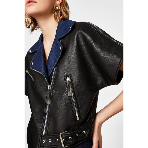 zara contrast biker jacket